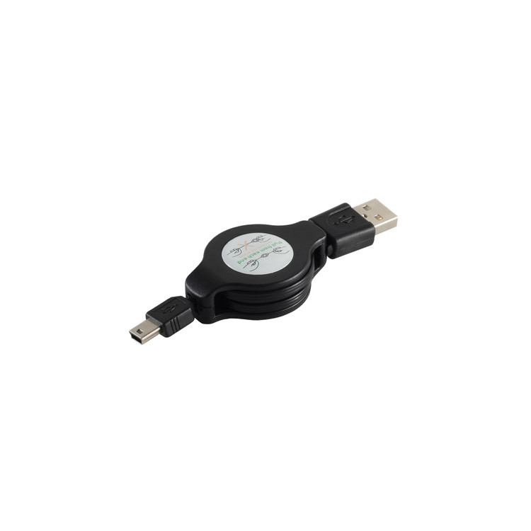 USB-A Rollkabel, Mini-B, schwarz, 1m